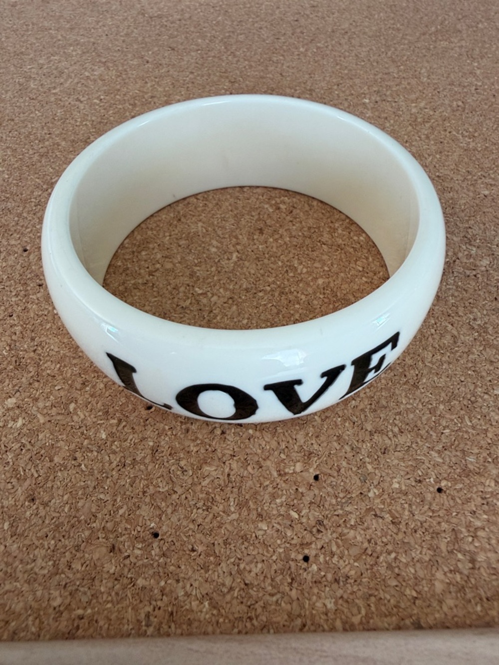 Cream Bangle Bracelet with Bold "LOVE" Text - Picture 2 of 6